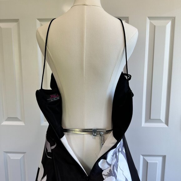 Blondie Nites Black Floral Halter Prom Wedding Guest Black Tie Maxi Dress Size 4 - Picture 8 of 9